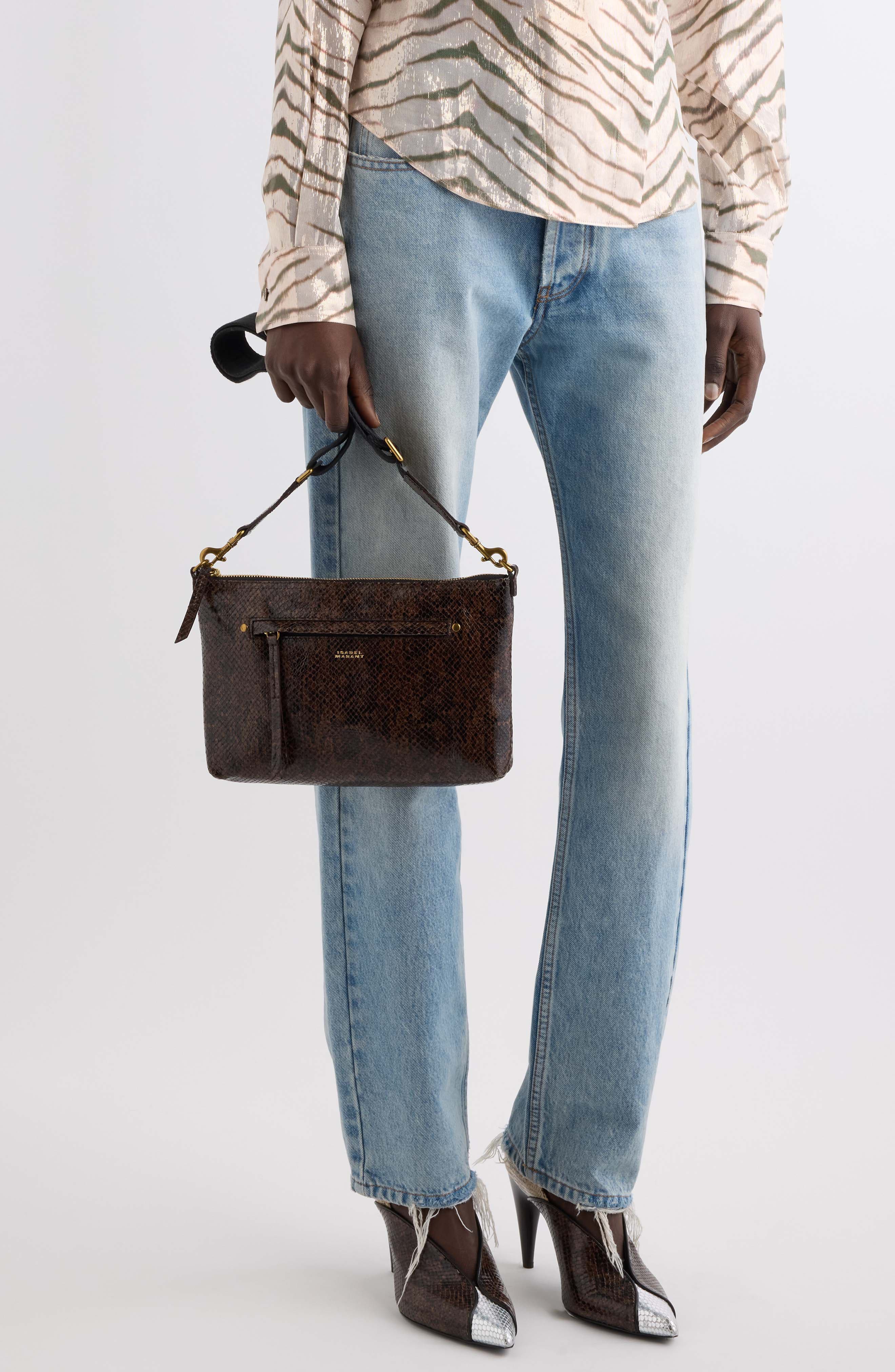 Nessah Croc Embossed Leather Crossbody Bag, Alternate, color, MOCHA 11MA
