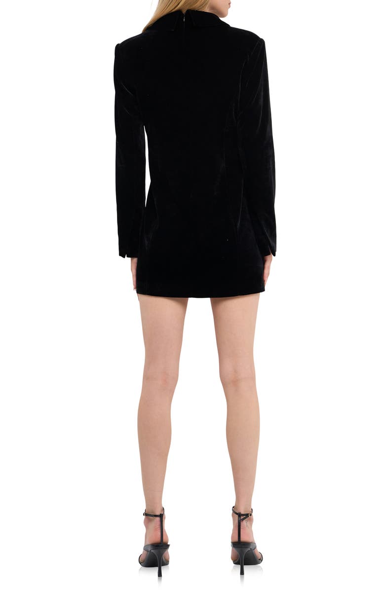 Endless Rose Long Sleeve Velvet Minidress, Alternate, color,