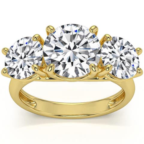 5 1/2Ct Three Stone Lab Grown Diamond Engagement Ring or Gold