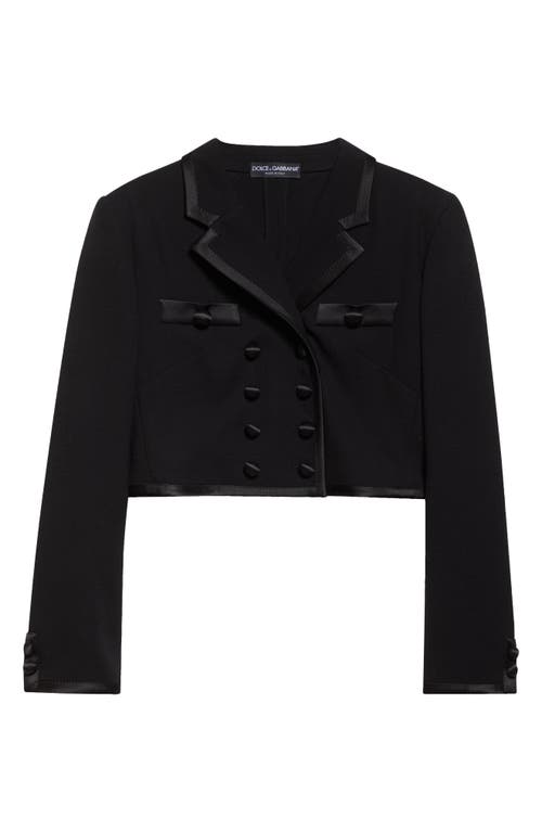 Shop Dolce & Gabbana Dolce&gabbana Double Breasted Crop Jacket In N0000 Nero