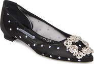 Manolo Blahnik Hangisi Crystal Buckle Flat