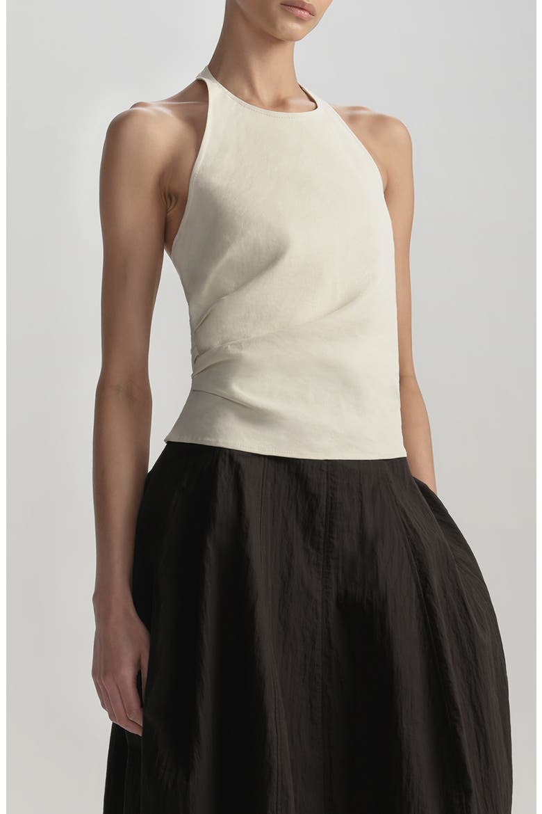 Sylvie Linen Blend Halter Top, Alternate, color, BUTTERCREAM