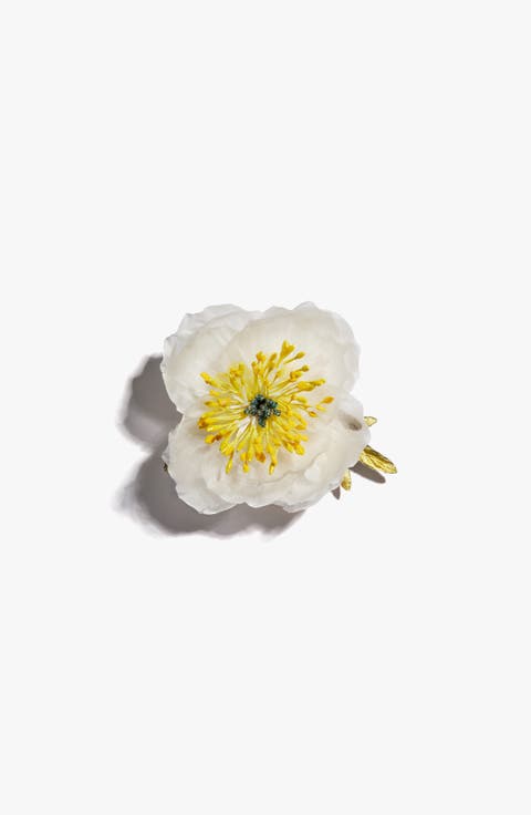 The White Poppy Floral Brooch