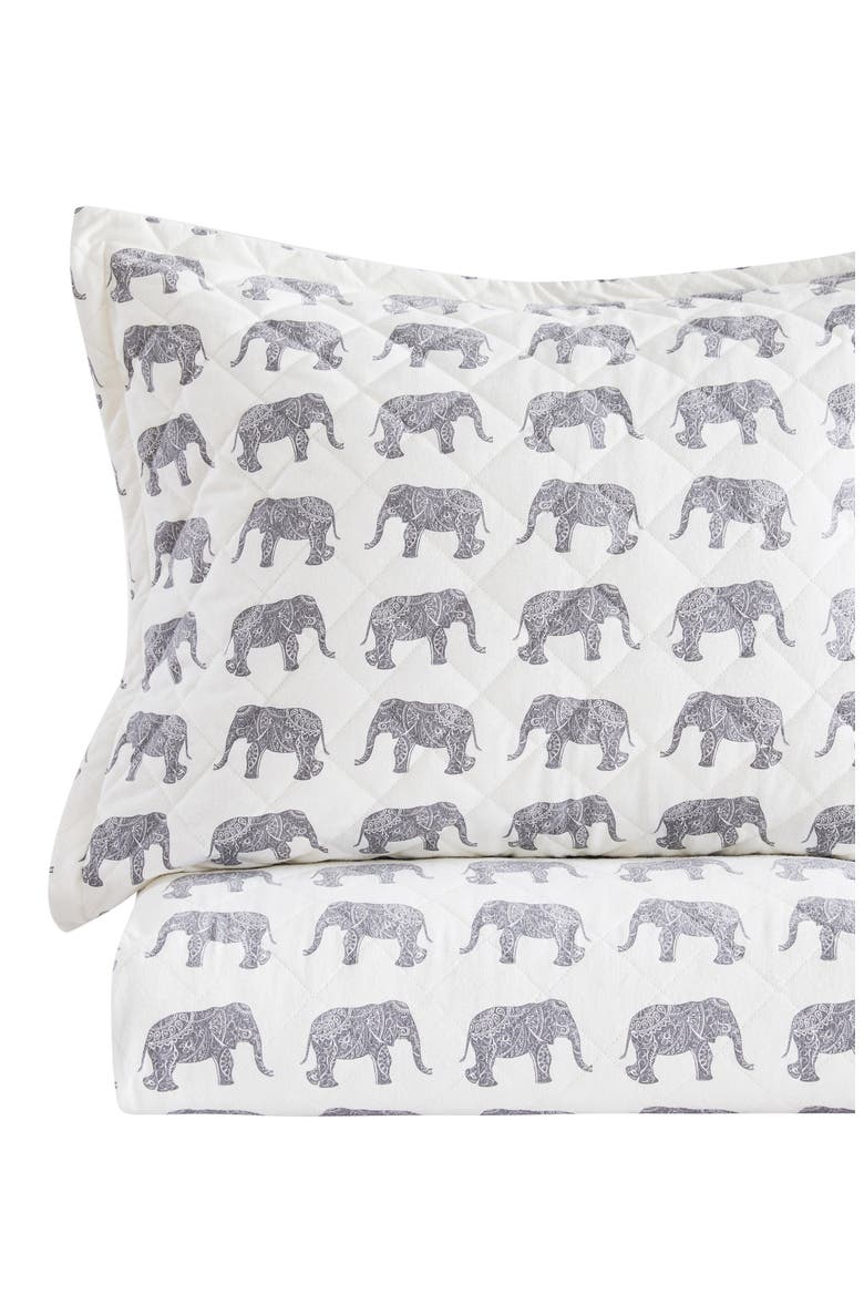 Elephant Flannel Quilt Set, Alternate, color, GREY