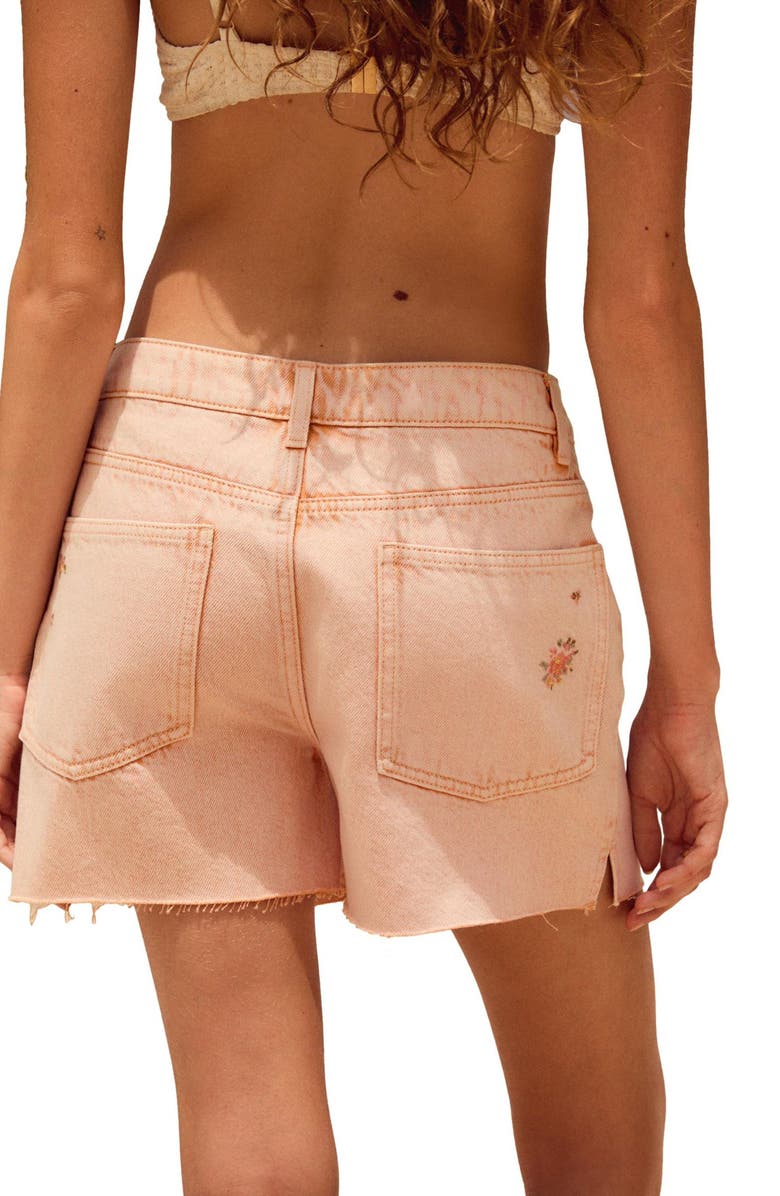 NEXT Floral Embroidered Denim Shorts, Alternate, color, Pink