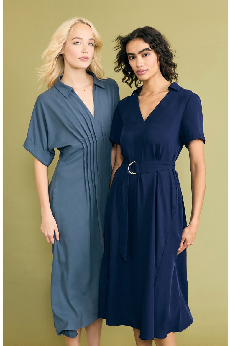 Short Sleeve Handkerchief Hem Midi Dress, Alternate, color, TURBULENCE