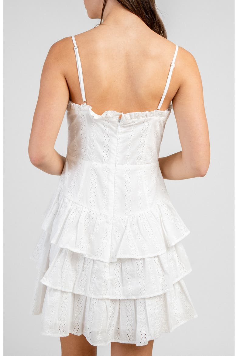 Tiered Eyelet Minidress, Alternate, color, OFF WHITE