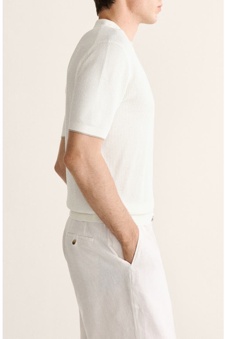 Johnny Collar Cotton & Silk Polo, Alternate, color, OFF WHITE