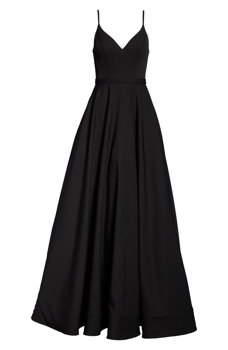 Mac Duggal V-Neck Crepe Ballgown, Alternate, color,