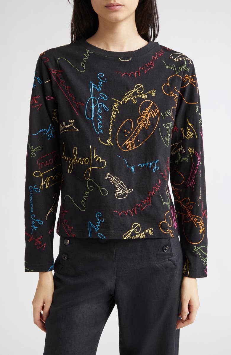 Bode Signature Scrawl Embroidered T-Shirt, Main, color, 