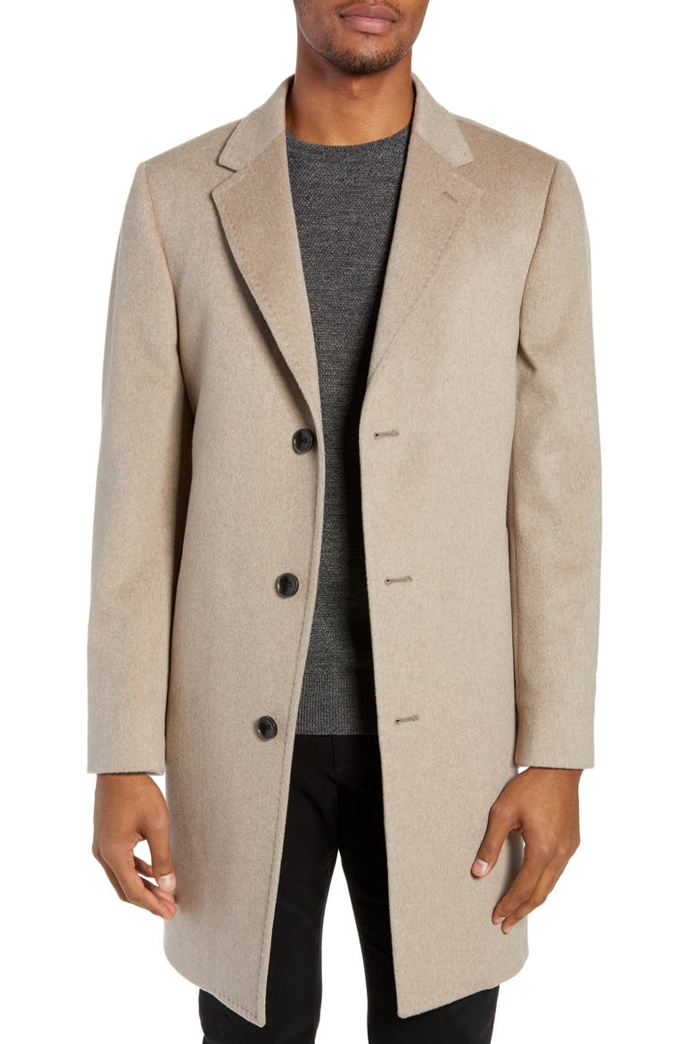 Darien Solid Cashmere Overcoat, Main, color, CAMEL