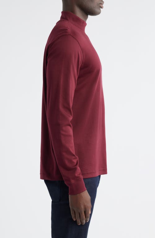 Scott Barber Pima Cotton Interlock Mock Neck Top In Burgundy