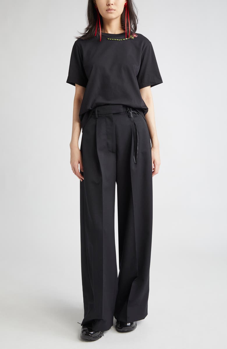 Simone Rocha Crystal Embellished Carnation Cotton T-Shirt, Alternate, color, 