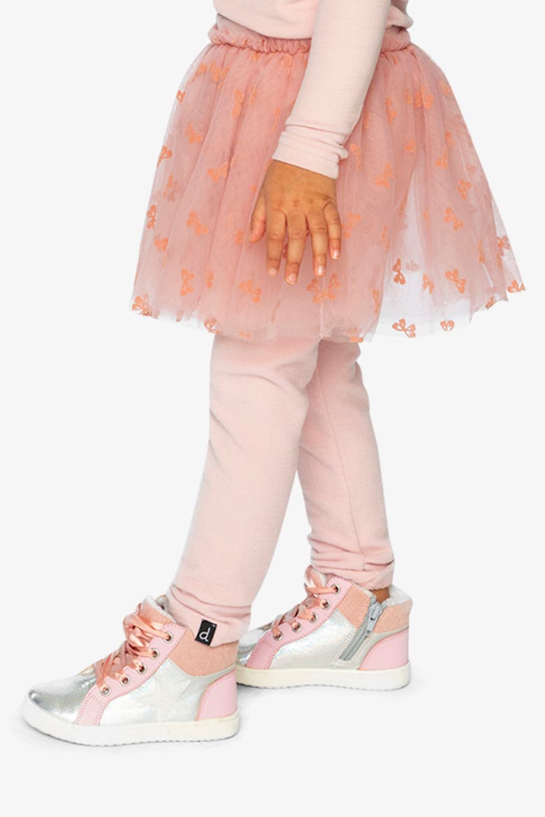 Rib Leggings with Integrated Tulle Skirt, Alternate, color, Pale Dusty Pink