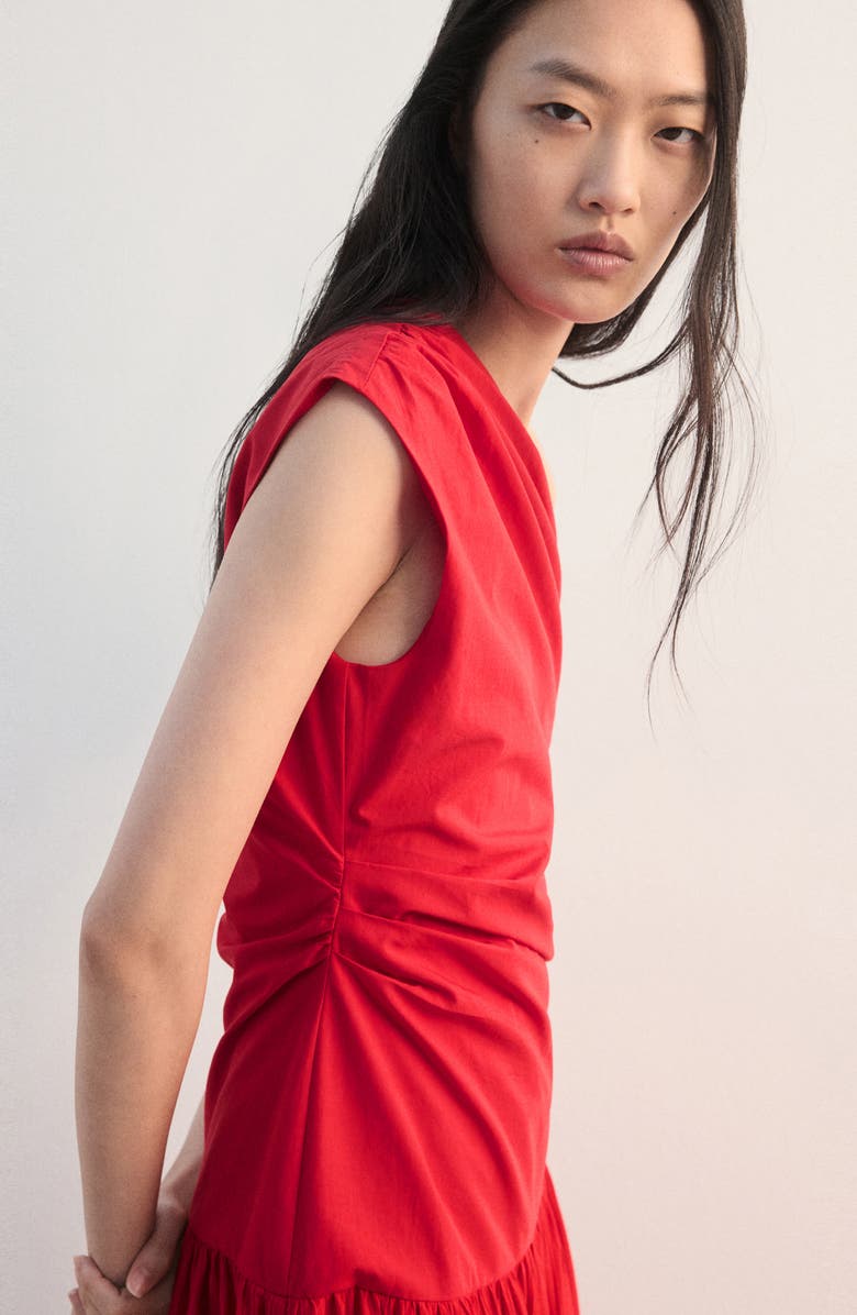 MANGO One-Shoulder Drop Waist Cocktail Dress, Alternate, color, Red