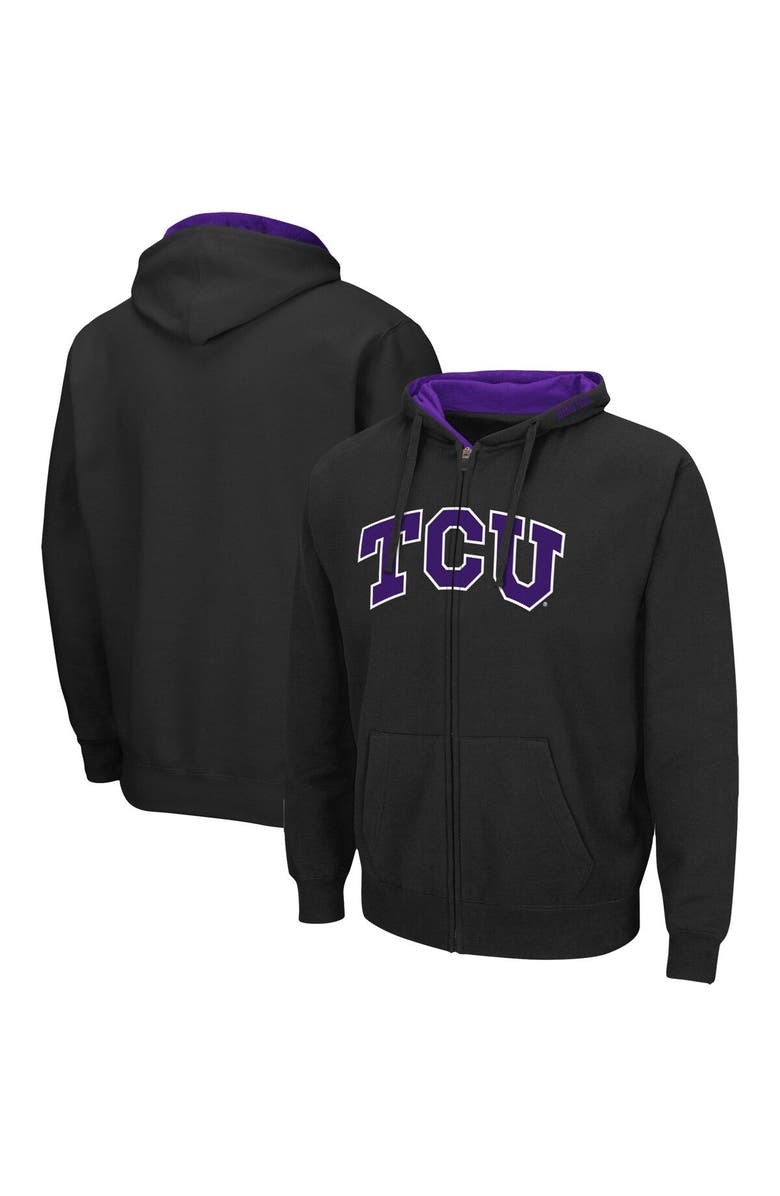 COLOSSEUM Men's Colosseum Black TCU Horned Frogs Arch & Logo 3.0 Full-Zip Hoodie, Main, color, Black
