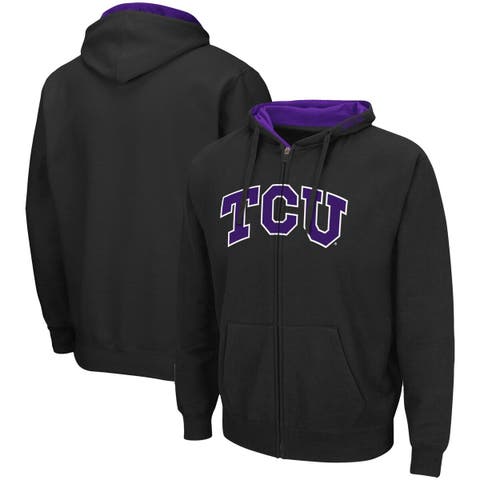 Men's Colosseum Black TCU Horned Frogs Arch & Logo 3.0 Full-Zip Hoodie