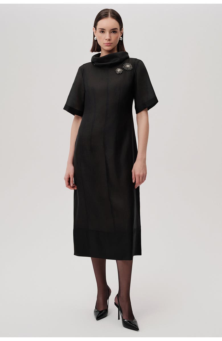Exquise Jadiyn Dress  High Neck Long Sleeve Dress, Main, color, Black