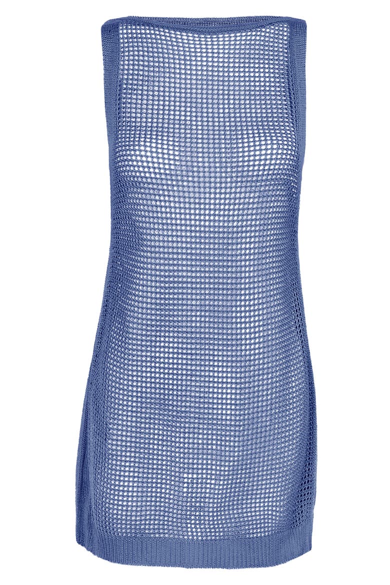 Erika Open Knit Cover-Up Dress, Alternate, color, BLUE