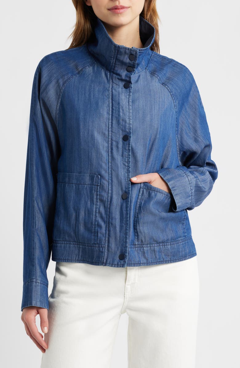 Bernardo Crop Utility Jacket, Alternate, color, Denim Blue