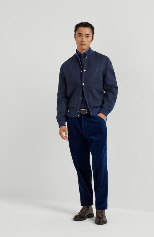 Brunello Cucinelli Corduroy Leisure Fit Trousers In Blue