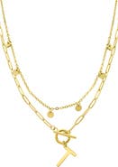Adornia Initial Pendant Layered Chain Necklace