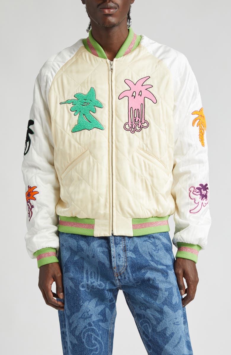 Palm Angels Palmity Quilted Bomber Jacket, Main, color, 