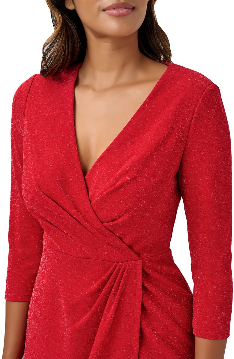 Adrianna Papell Metallic Knit Sheath Faux Wrap Dress, Alternate, color,