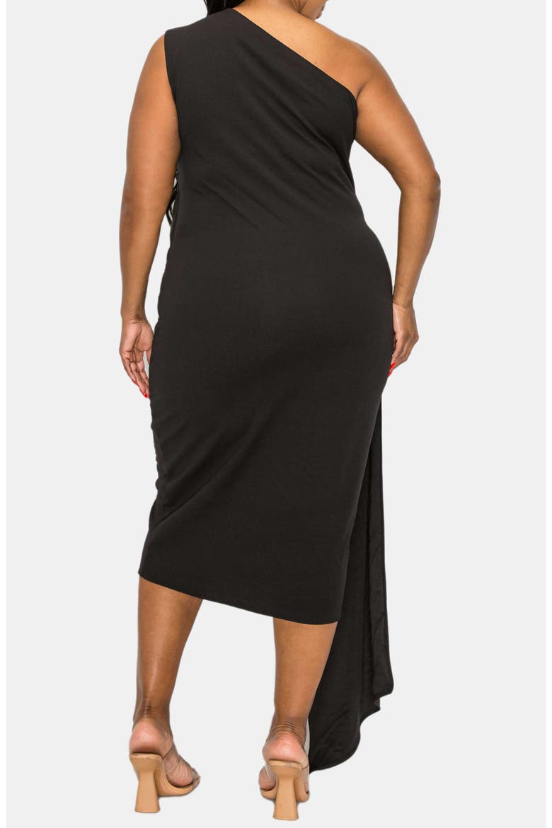 Esme Draped One-Shoulder Dress, Alternate, color, BLACK