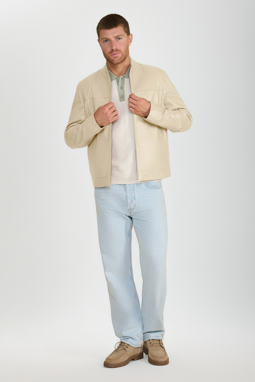 Furniq Uk Otis Racer Leather Jacket In Black