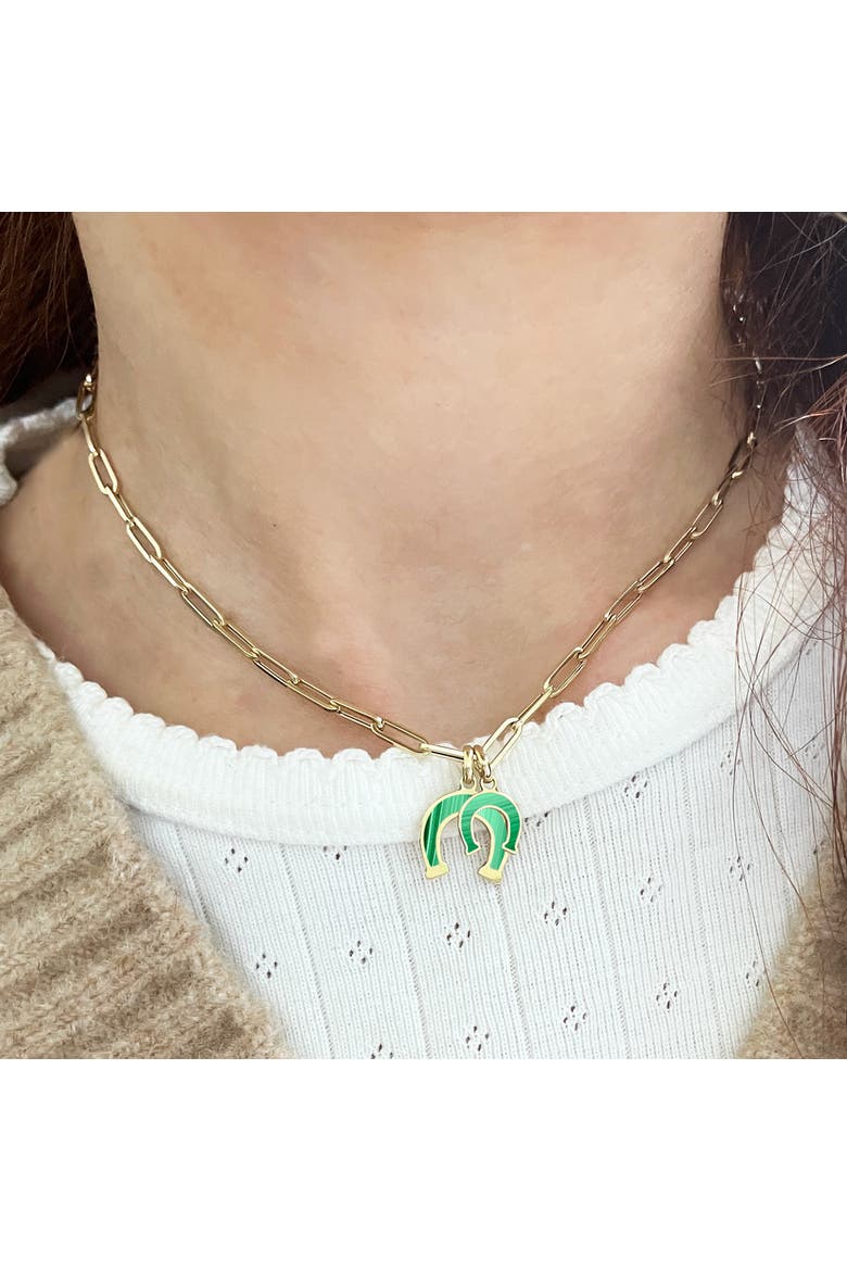 Malachite Horseshoe Charm, Alternate, color, Malachite