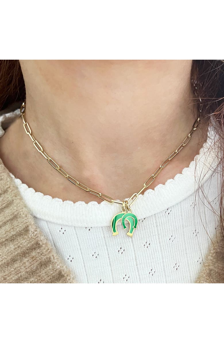 The Lovery Fine Jewelry Malachite Horseshoe Charm, Alternate, color, Malachite