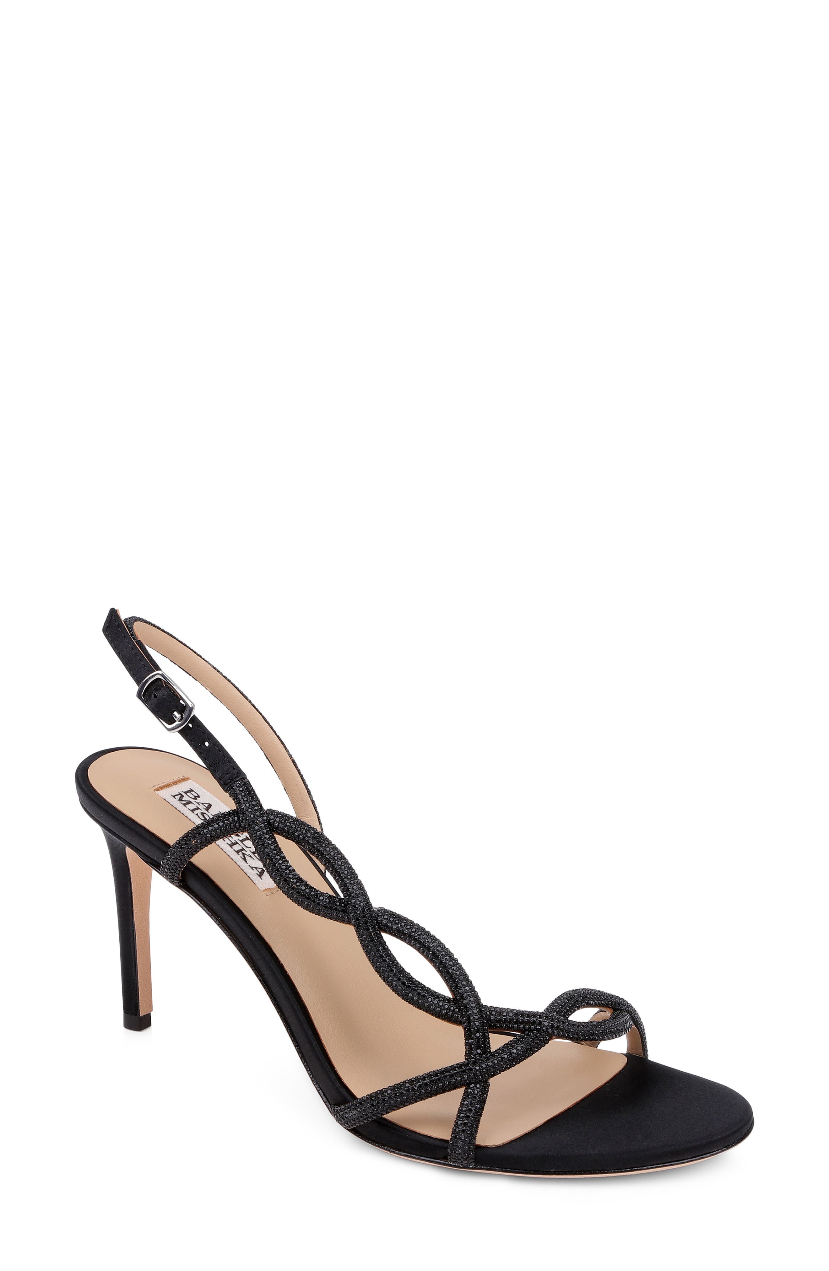 Badgley Mischka Collection Yulissa Slingback Sandal, Main, color, Black Satin