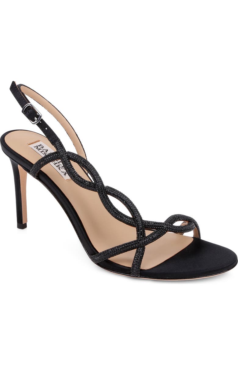 Badgley Mischka Collection Yulissa Slingback Sandal, Main, color, Black Satin