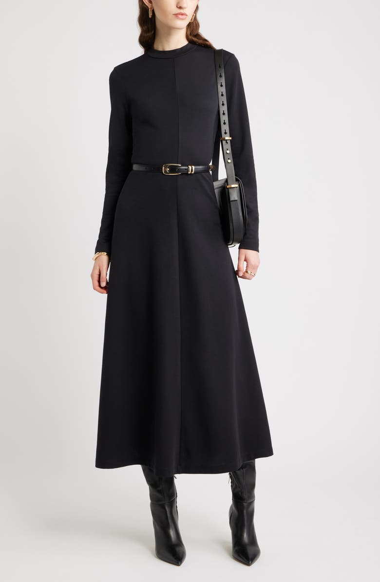Mock Neck Long Sleeve Maxi Dress