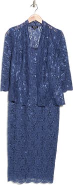 SL FASHIONS Lace Dress & Jacket Two-Piece Set