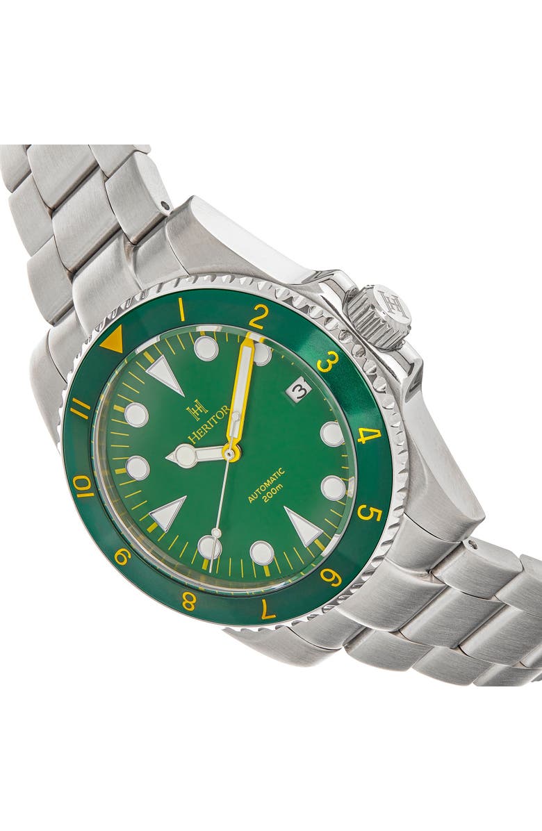 Heritor Automatic Luciano Bracelet Watch w/Date, Alternate, color, Green