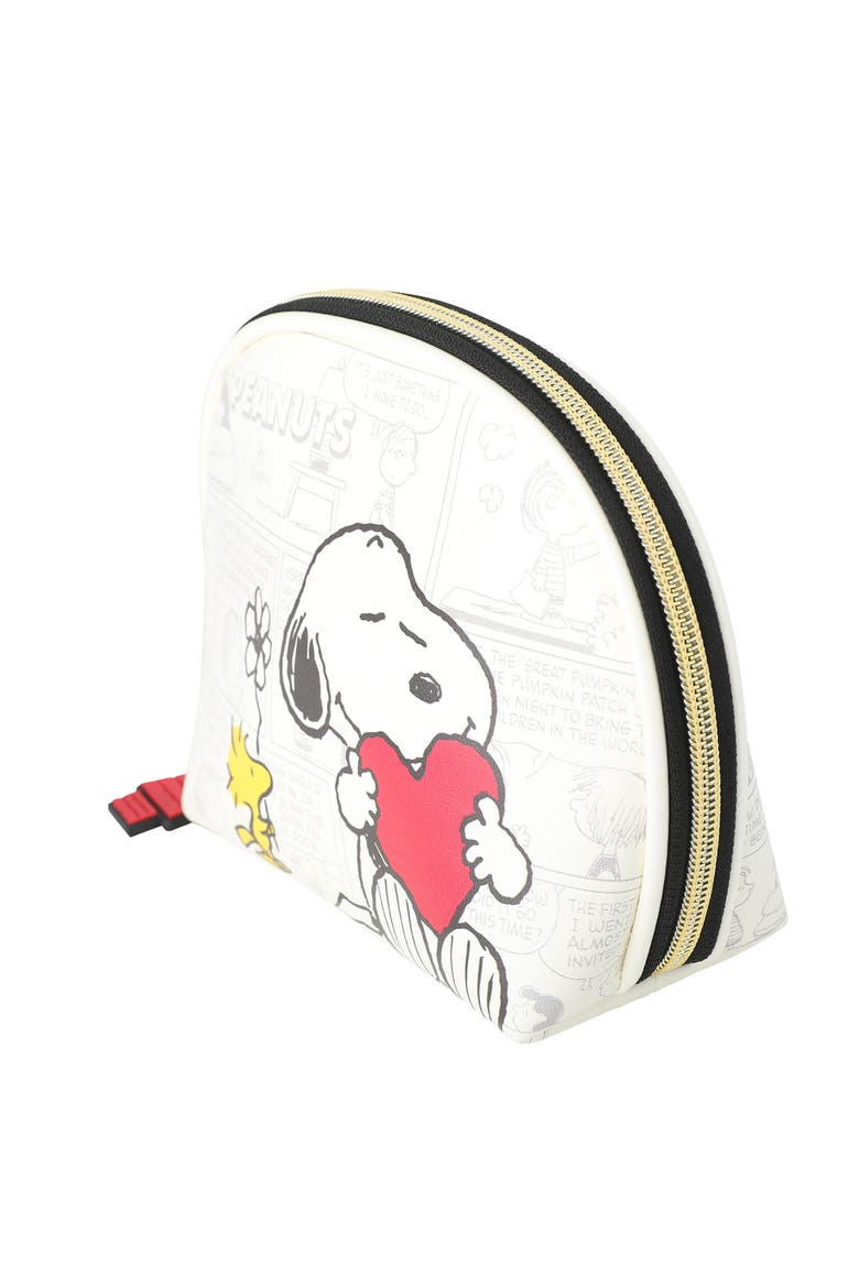 Snoopy Cosmetic Bag Set, Zip Pouch, Comic Print, Alternate, color, White, Multi