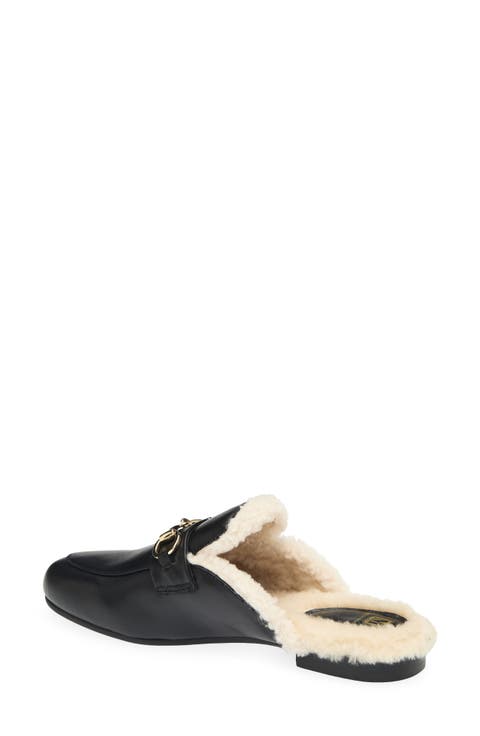 Dalia Leather Genuine Shearling Mule