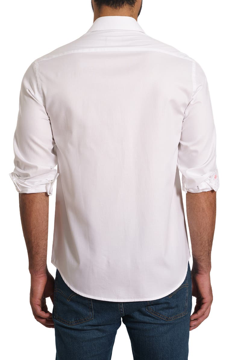 Jared Lang Trim Fit Solid Pima Cotton Button-Up Shirt, Alternate, color, White