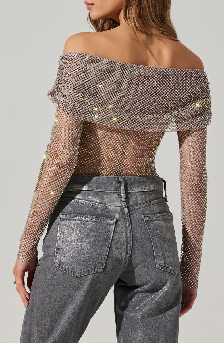 ASTR the Label Diamante Long Sleeve Mesh Shirt, Alternate, color, 