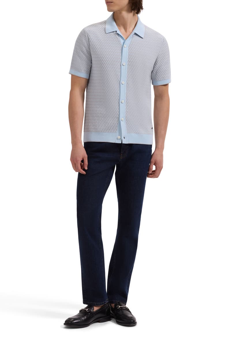Bugatchi Short Sleeve Cardigan, Alternate, color, Hazy Blue