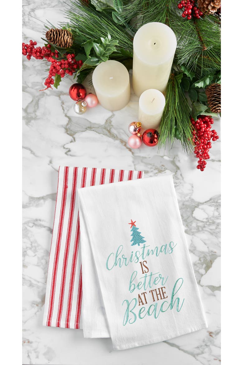 Christmas is Better Embroidered 100% Cotton Flour Sack Dishtowel, Alternate, color, White