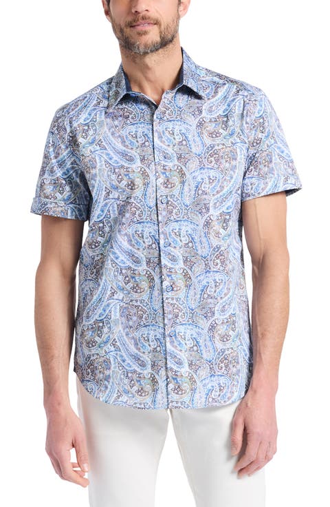 Melrose Short Sleeve Stretch Cotton Button-Up Shirt