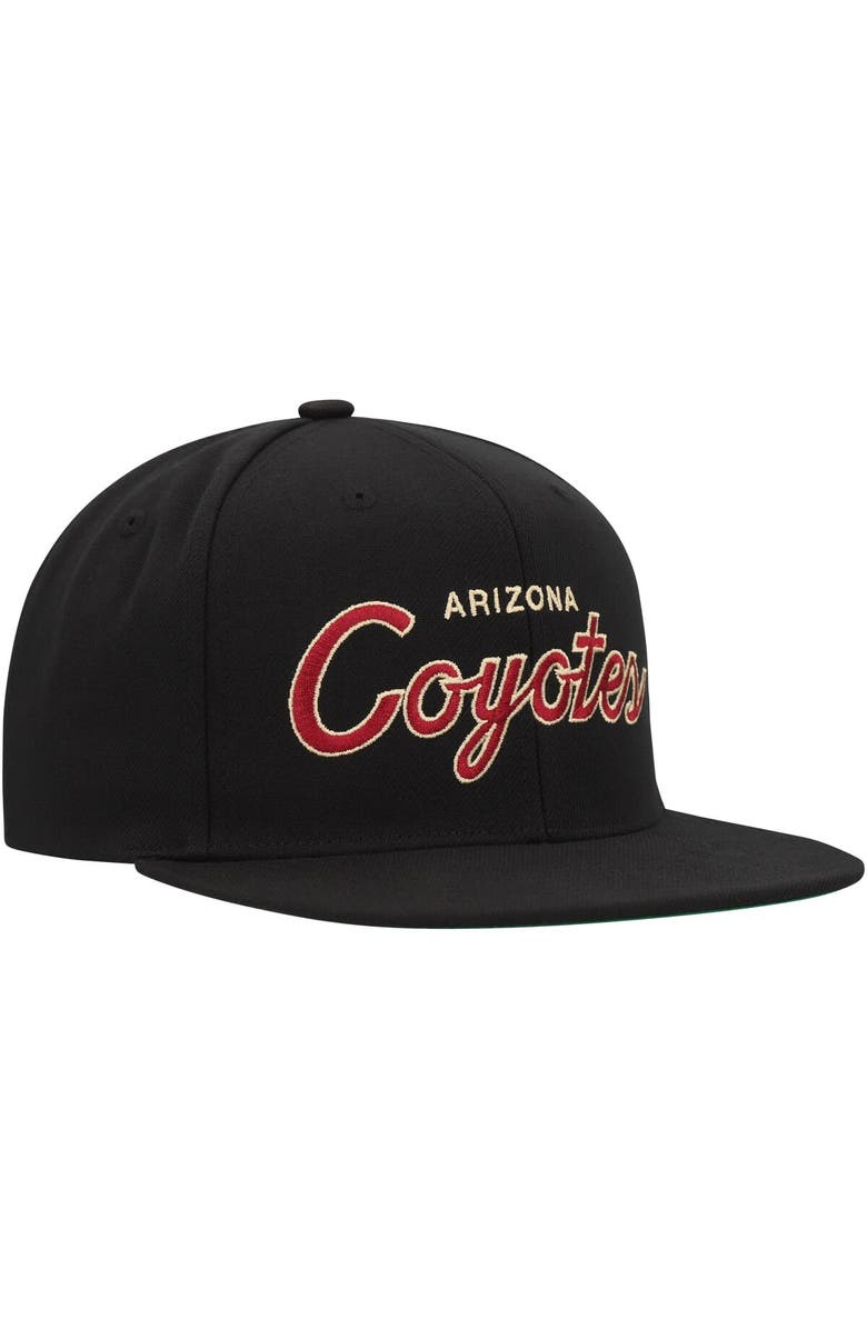 Mitchell & Ness Men's Mitchell & Ness Black Arizona Coyotes Core Team Script 2.0 Snapback Hat, Alternate, color,