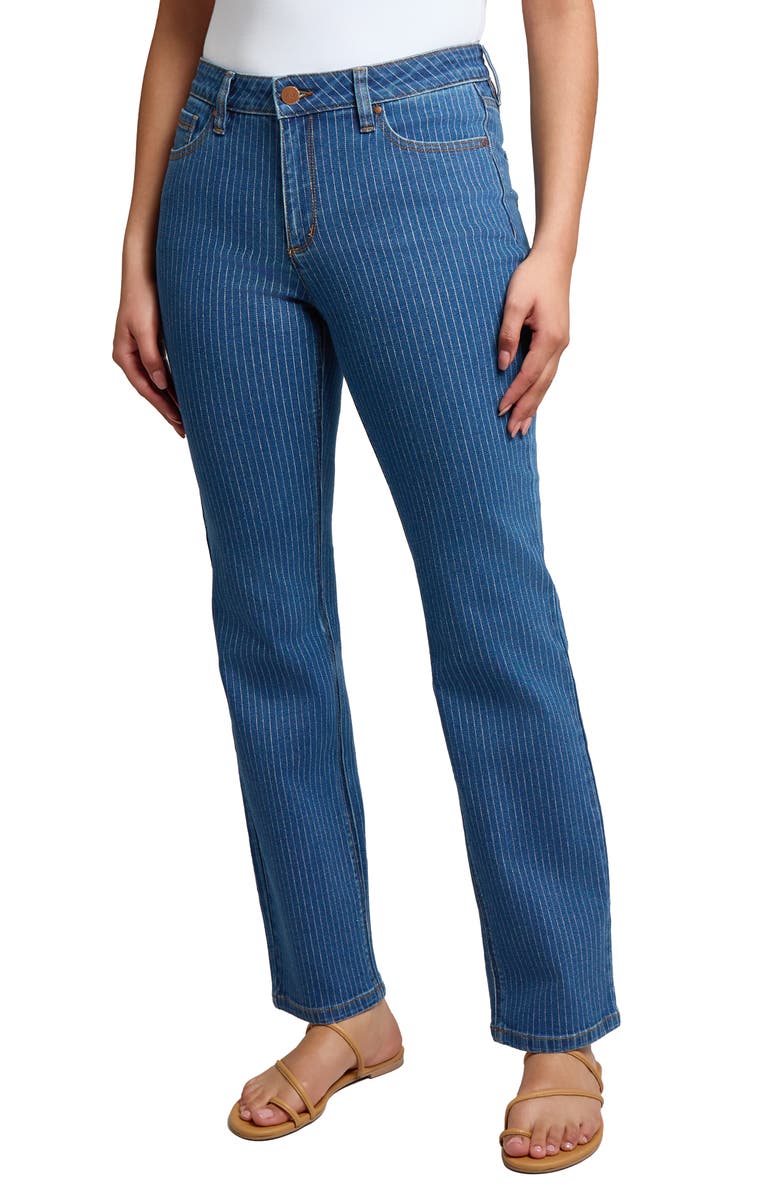 Jones New York Lexington Pinstripe Straight Leg Jeans, Main, color, 