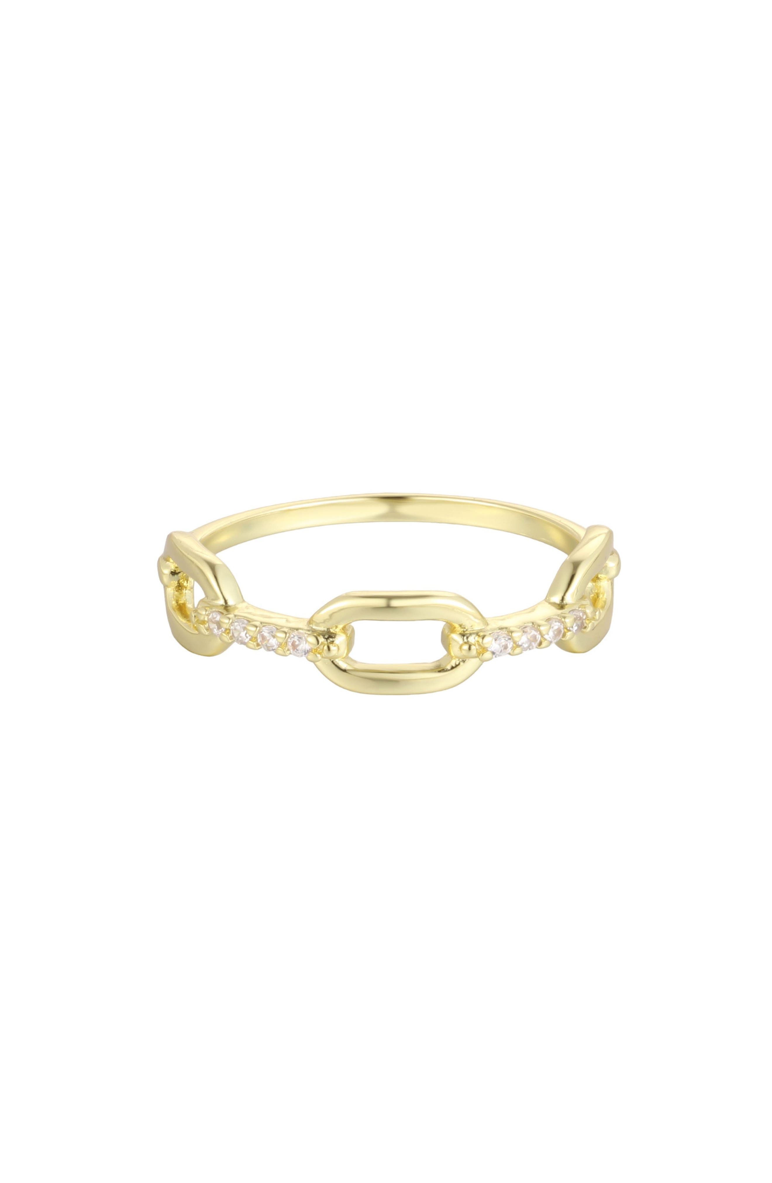 14K Gold Plated Cubic Zirconia Link Band Ring
