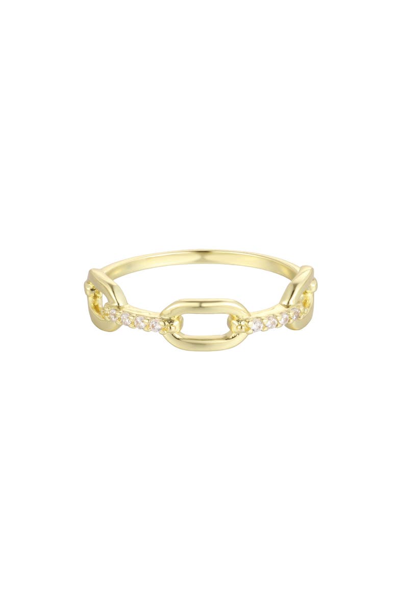 14K Gold Plated Cubic Zirconia Link Band Ring, Main, color, GOLD