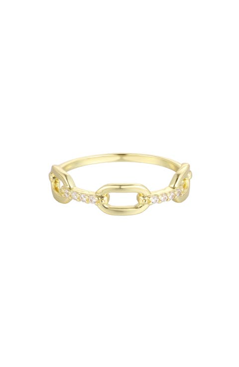 14K Gold Plated Cubic Zirconia Link Band Ring