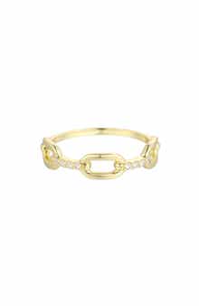 14K Gold Plated Cubic Zirconia Link Band Ring